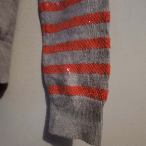 Grey/Orange Striped Sequin GAP Cardigan- Size S - Picture 5 of 12